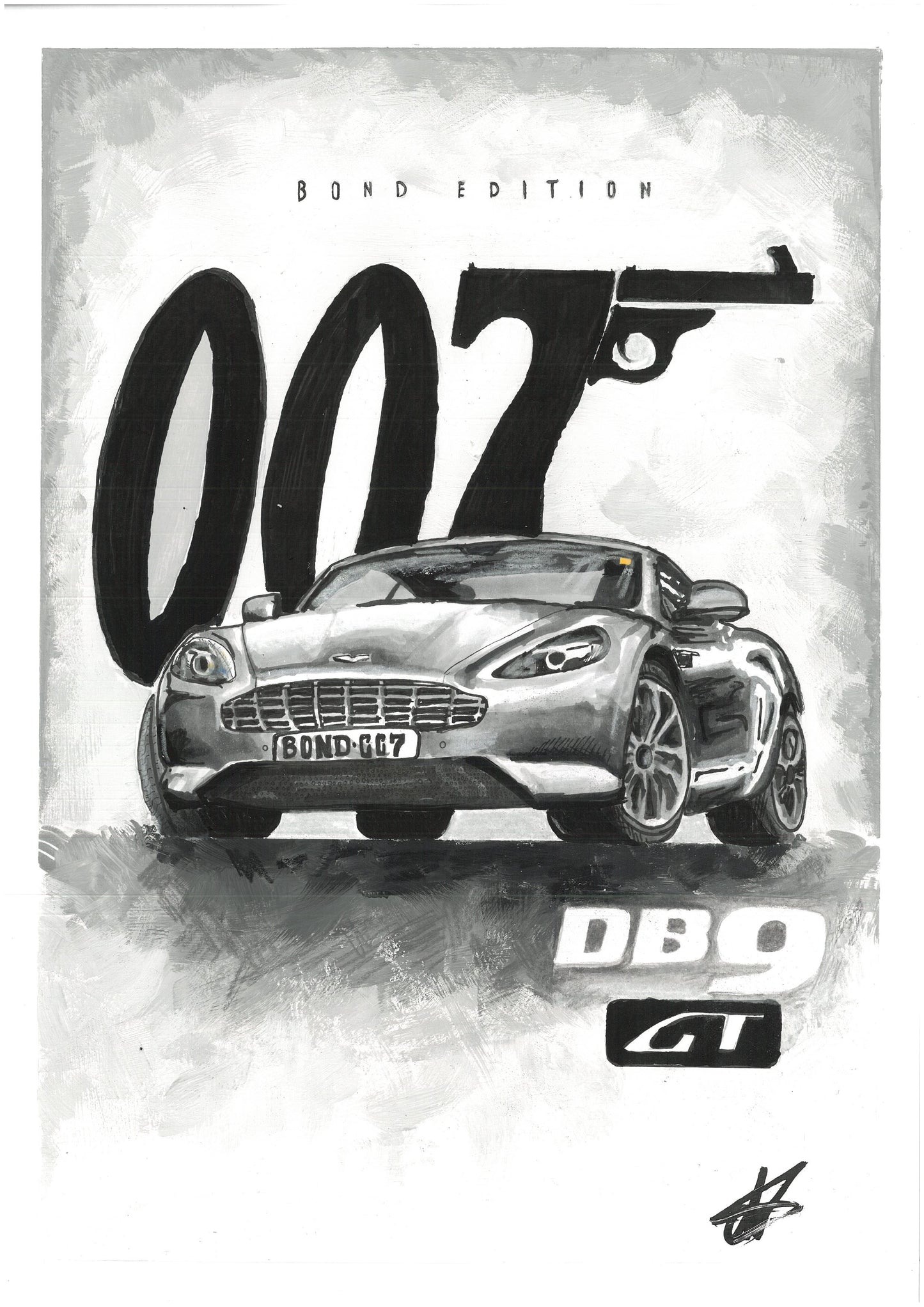 007 James Bond DB9 GT-Deco Arte Drawing