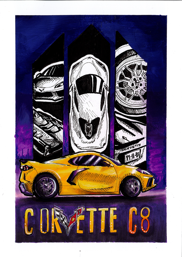 Corvette C8-Deco Arte Drawing